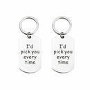 Engraved English Letter Tag Stainless Steel Key Chain Bag Key Accessories Gift