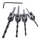 4pcs flute countersink drill bit set chamfer woodworking power 3mm-6mm tool BX