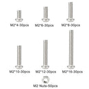 230pcs M2 304 Stainless Steel Hex Socket Button Head Cap Bolts Screws Nuts