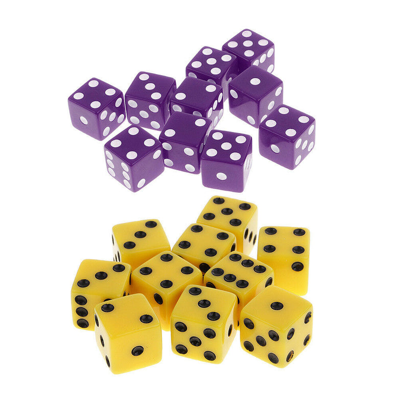 20/set Six Sided D6 Dice Playing Games Home D&D TRPG Board Game Digital Dice