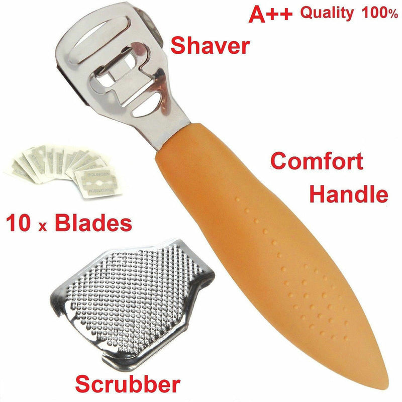 Foot File Hard Skin Remover Callus Shaver Corn Cutter Pedicure Tool + 10 Blades