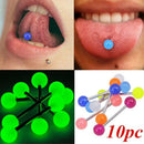 10x Glow In The Dark Luminous Ball Barbell Lip Tongue Ring Body Piercing Jewelry