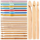 Crochet Hooks Kit,3Mm-25Mm 15Pcs Assorted Sizes Wooden Bamboo Crochet Hooks