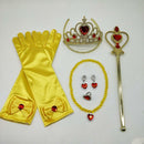 Princess Belle Dress Costume Accessories Glove Wand Tiara Jewerly Set