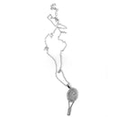 Tennis Racquet Racket & Crystal Ball Charm Pendant Necklace Sports Jewelry