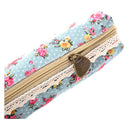 Women's Flower Floral Lace Pencil Pen Cosmetic Bag Zipper Pouch Sky Blue