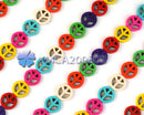 26Pcs Mixed Color Mini Peace Sign Spacer Charm Beads Turquoise 15mm Jewelry New