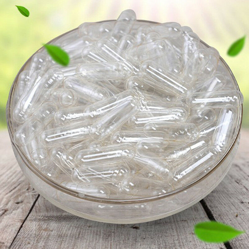 1000Pcs Transparent Empty Gelatin Capsules Pill Vcaps Clear Halal Separated boxS