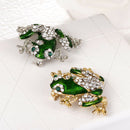 Rhinestone Green Brooch Unisex Cute Animal Brooch Pin Women Men Dress Coat