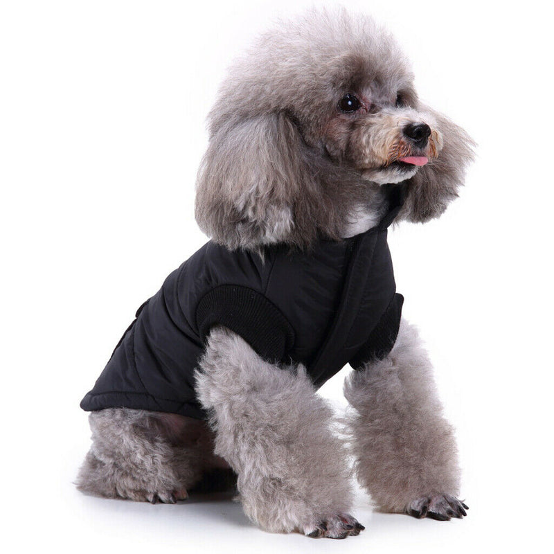 Pet Dog Cat Vest Jacket Winter Warm Windproof Costume Coat Black