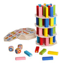 Colored Wooden Tower Stacking Game, Fine Motor Skill Building Blocks with Dice