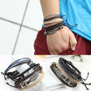 Angel Wings Feather Bracelets Alloy Multilayer Rope Leather Beads Bangle Jewe Ew