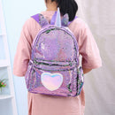 Cute Heart Sequins Travel Backpacks Women Shoulder School Bags (Purple) A