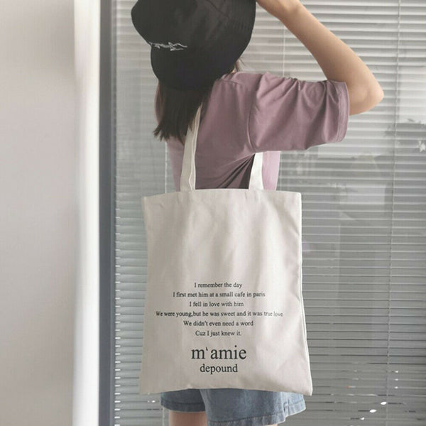 Large Capacity Canvas Shoulder Bag Fabric Cotton Cloth Shopping Handbags Bag Hn