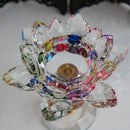 Glass Block Lotus Flower Metal Candle Holders Feng Shui Home Decor Big Teal R4D6