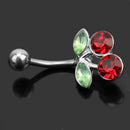 Lady Girl Crystal Cherry Belly Ring Rhinestone Jewelry