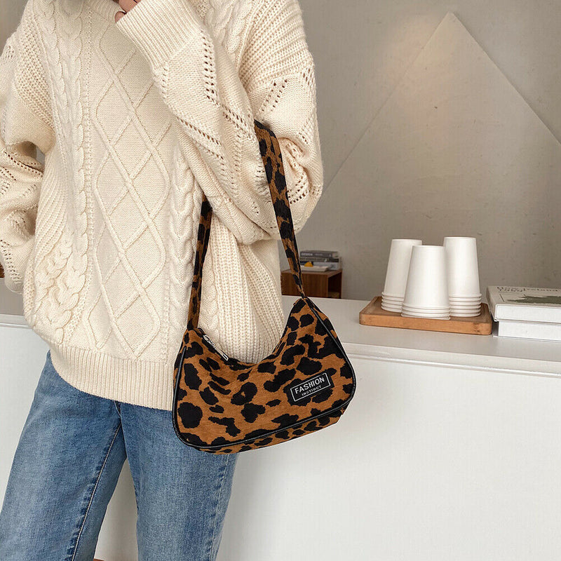 Animal Pattern Women Underarm Shoulder Bag Women Travel Handbags (Leopard) A