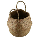 Seagrass Wickerwork Basket Rattan Foldable Hanging Flower Pot Planter Woven N6W8