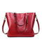 Oil Wax Leather Shoulder Handbags Women Big Capacity Shopping Totes (Red)