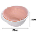 Multi-Functional Drain Basket Plastic Double Layer Vegetable Washing Basket P6G3