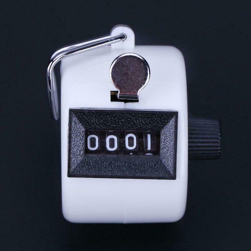 Clicker Counter 4 Digit Number Counters Plastic Shell Hand Held(White)