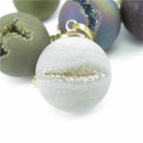 Titanium Coated Rainbow Druzy Crystal Agate Geode Quartz Ball Necklace Pendant