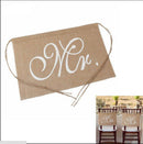 2pcs Mr Mrs Burlap Chair Sashes Sash Banner Jute Hanging Bunting Wedding P3C