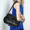 Fashion Women Solid Color Messenger Bag PU Leather Soft Shoulder Handbags