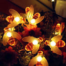 20 Warm White LED Bee Solar Party Fairy String Lights for Patio & Garden O NRI