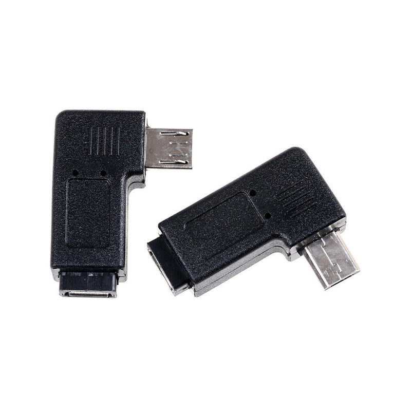 2X 90 Degree Micro Left &Right Angle USB Male to Female Plug Adapters Charger~Z