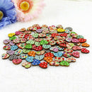 100x Multicolor Heart Shaped Wood Sewing Buttons Scrapbooking