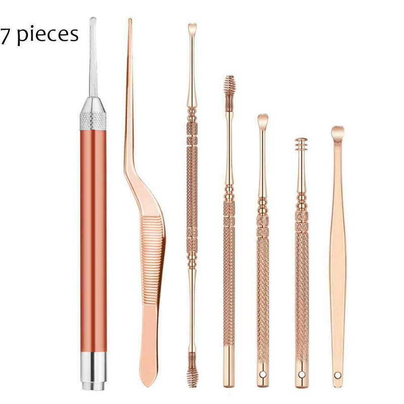 7-piece Set LED Light Ear Wax Removal Remover Kit Cleaner Curette Tool