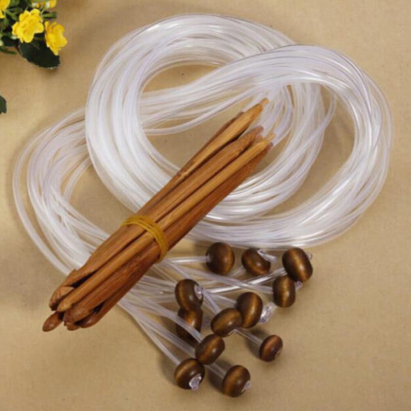 1.2m48" 12 Different Sizes/Set Tunisian Carbonized Bamboo Needle Crochet Hook ES