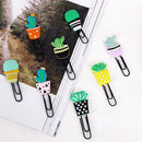 Cute Cactus Paper Clip Cartoon Pineapple Bookmark Creative Stationery Clips Q6M1