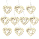 10pcs/bag Wooden Hollow Engraving Love Heart Pendants Wedding Party Decor