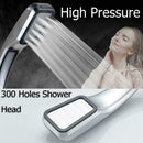 300 Holes High Pressure Handheld Shower Head Boosting Spray Bath Water Saving