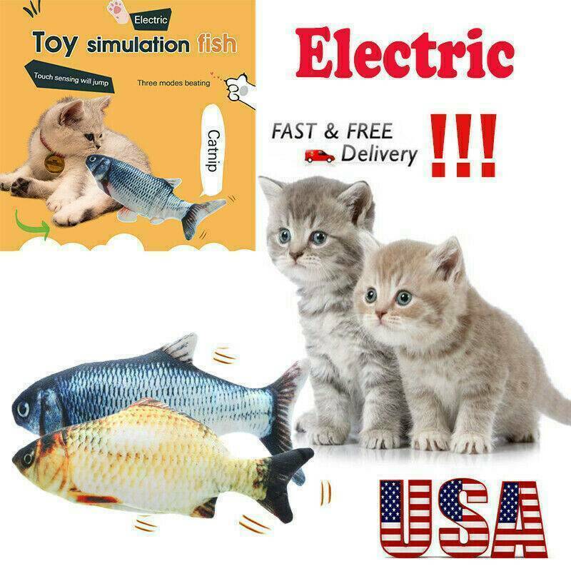 New Realistic Electric Plush Simulation Fish Cat Stuffed Catnip Fish D2Y0
