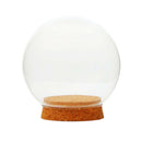 2xDia 12cm Glass Display Cloche Jar Dome Wooden Base Centerpiece