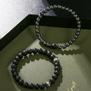 2pcs Hematite Natural Stone Bracelet Men Matte Lava Volcanic Beads Jewelry Gifts