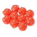 10pcs/Set For TRPG Game   D&D 16 Sided Acrylic Dice Orange