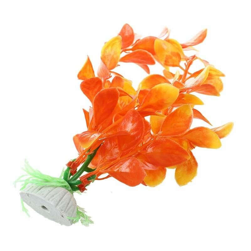 Orange Artificial Plant Plastic Aquarium Decoration D2C9