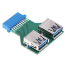 Internal Mainboard 2 Ports USB 3.0 Female to 20 Pin Female adapter Header ME