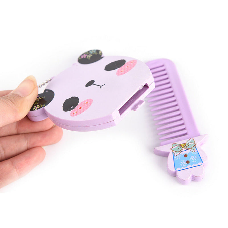 Cute Cartoon Makeup Mirror Travel Pocket Cosmetic Mirror With Comb Random  B Dz