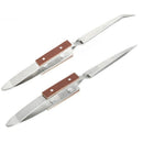 2X(2 X Self Locking Closing Tweezers Straight Curved Tweezer Anvil Wood Gri