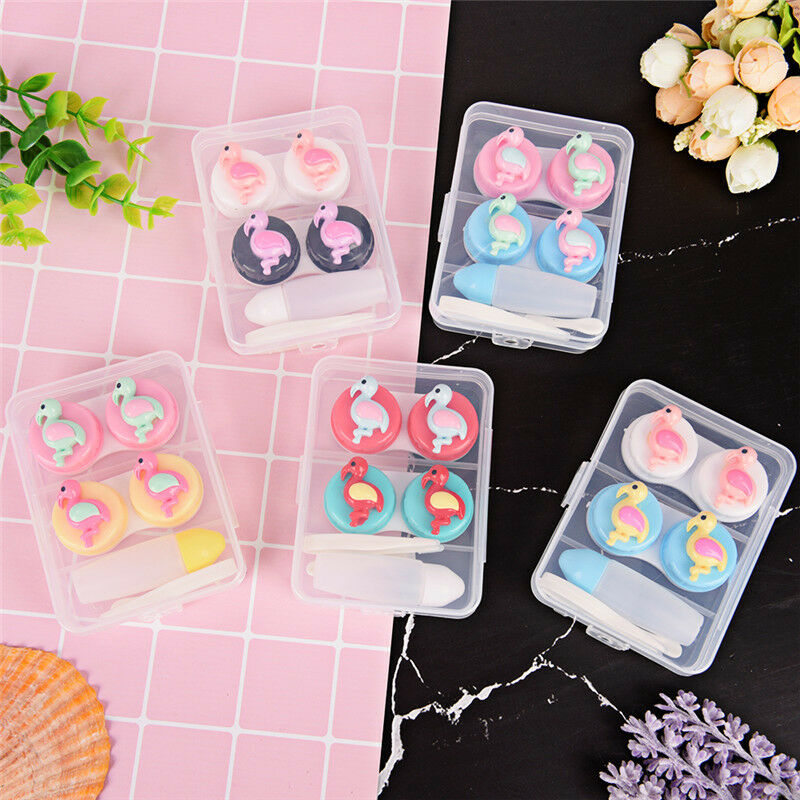 2pc/set Cartoon portable plastic contact lens case contact lenses boxcontainerXP