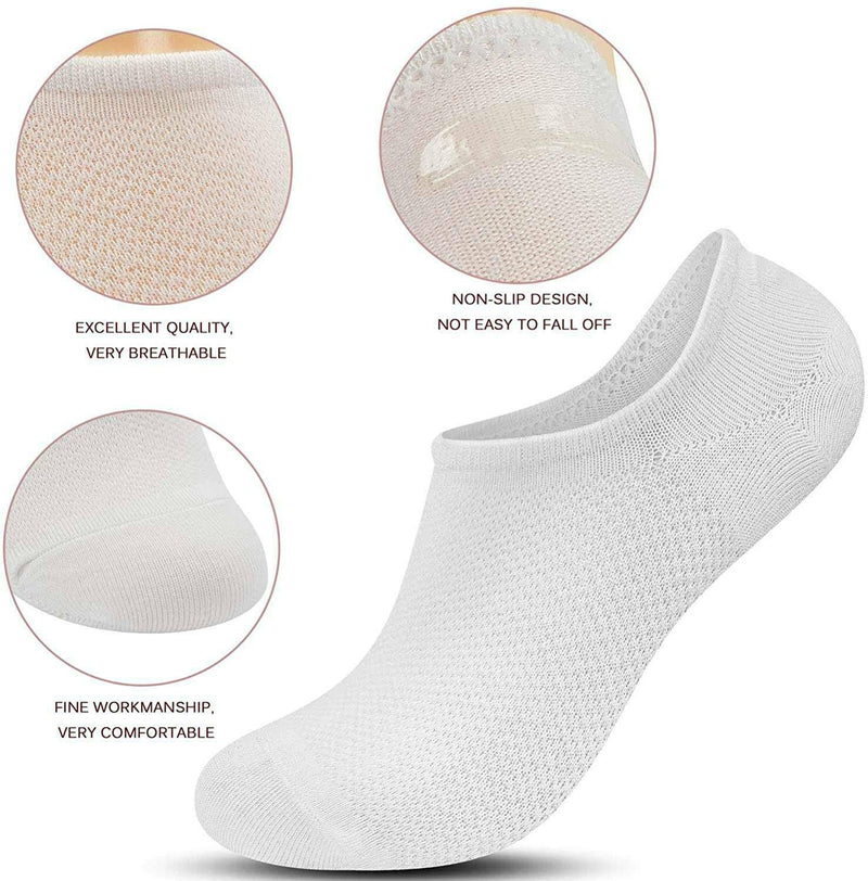 Unisex 10PAIRS 100% Cotton Boat Socks Low Cut Invisible Nonslip Ankle Socks USA