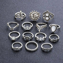 14 Pcs/ Set Bohemian Engraving Punk Moon Flower Leaves Water Drop Tarot Sym