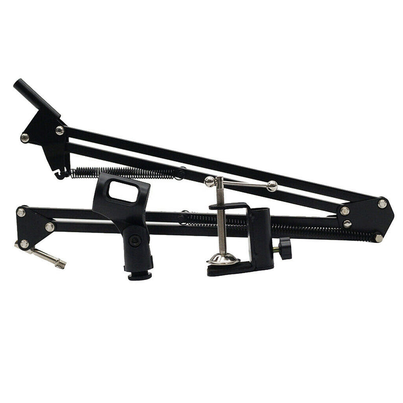 Adjustable Microphone Mic Boom Scissor Arm Stand Set - Black