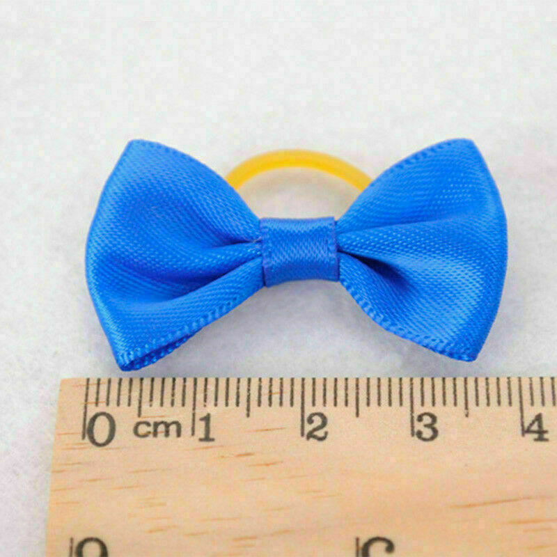 50pcs Assorted Pet Cat Dog Hair Bows with Rubber Bands Grooming Valid Tool F9Q9