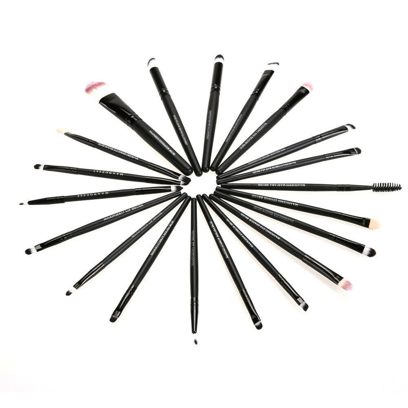 20pcs Eye Brushes Set Eyeshadow Foundation Brush Makeup Tools (Black) A
